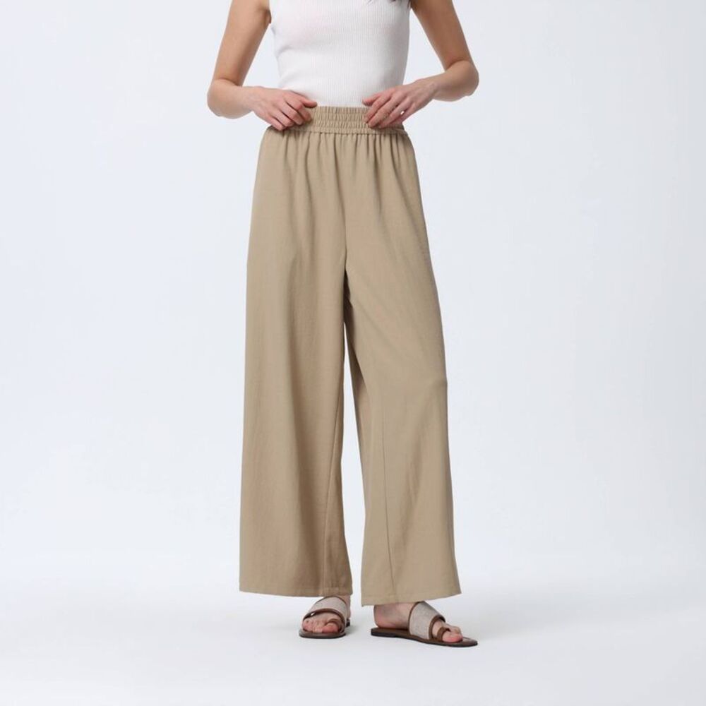 Women's Super-High Rise Wide Leg Ankle Length Pull-On Pants - A New Day Khaki S